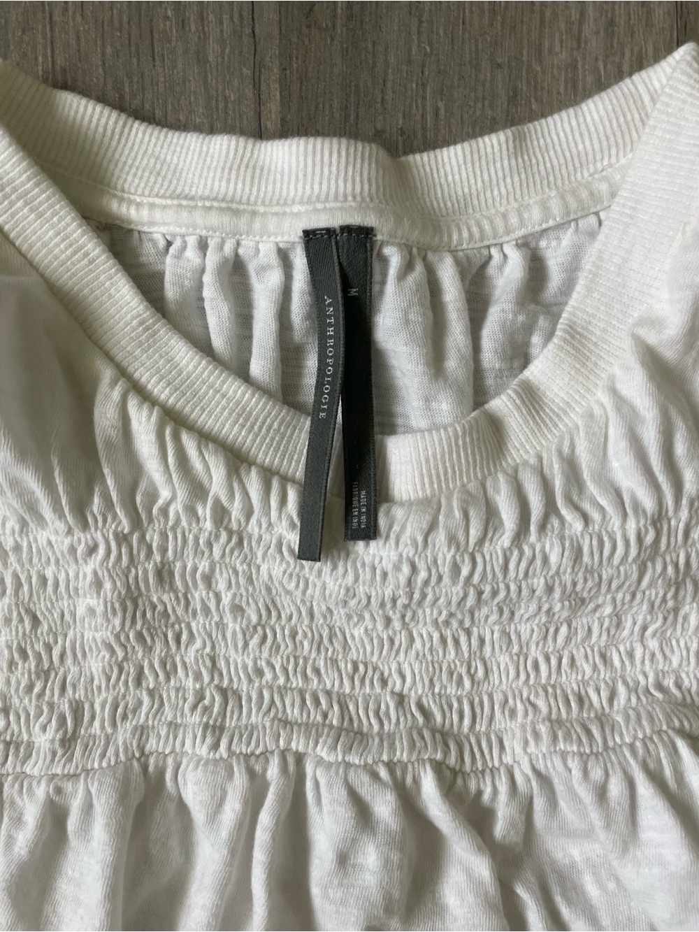 Anthropologie Smocked Yoke Top in White Size Medium - Picture 4 of 7